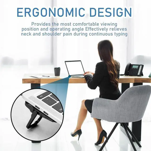 Alt view image 2 of 7 - 2 Pcs Portable Keyboard Stand, Dual Tilt Angle Adjustment, Foldable Laptop Riser, Self-Adhesive Feet for Most Keyboards (Black)
