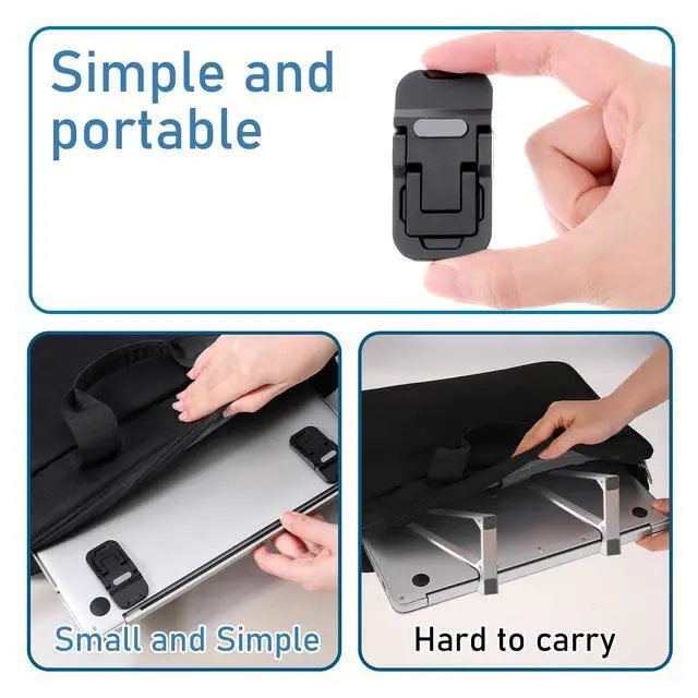 Alt view image 5 of 7 - 2 Pcs Portable Keyboard Stand, Dual Tilt Angle Adjustment, Foldable Laptop Riser, Self-Adhesive Feet for Most Keyboards (Black)