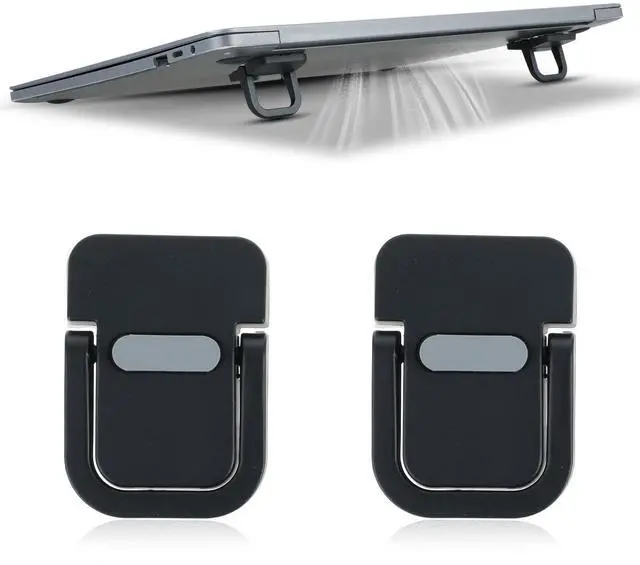 Main image of 2Pcs Keyboard Riser, Self-Adhesive Mini Keyboard Stand for Desk Portable Laptop Feet Foldable Keyboards Lift for Most Keyboards (Black)