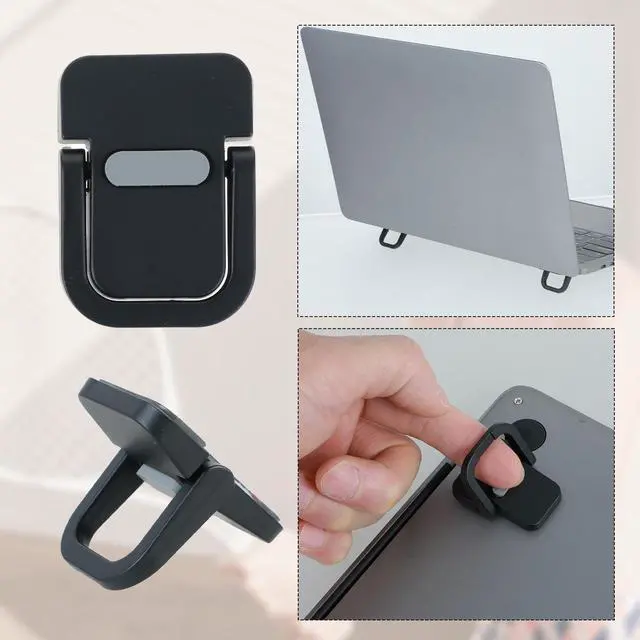Alt view image 4 of 6 - 2Pcs Keyboard Riser, Self-Adhesive Mini Keyboard Stand for Desk Portable Laptop Feet Foldable Keyboards Lift for Most Keyboards (Black)