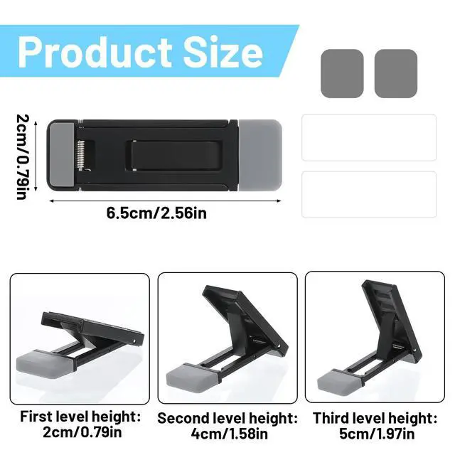 Alt view image 2 of 6 - 2pcs Foldable Keyboard Stand for Desktop, Ergonomic Keyboard Riser, Height Adjustable Stand for Desktop, Foldable Laptop Risers, Self-Adhesive Feet for Most Keyboards