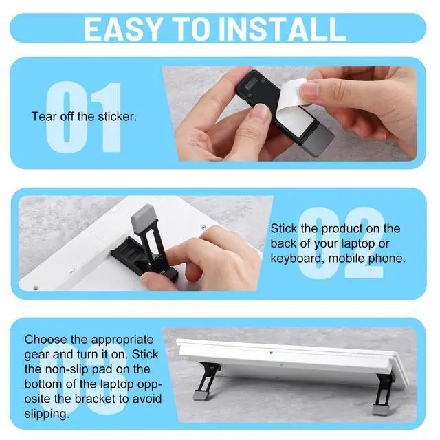 Alt view image 4 of 6 - 2pcs Foldable Keyboard Stand for Desktop, Ergonomic Keyboard Riser, Height Adjustable Stand for Desktop, Foldable Laptop Risers, Self-Adhesive Feet for Most Keyboards