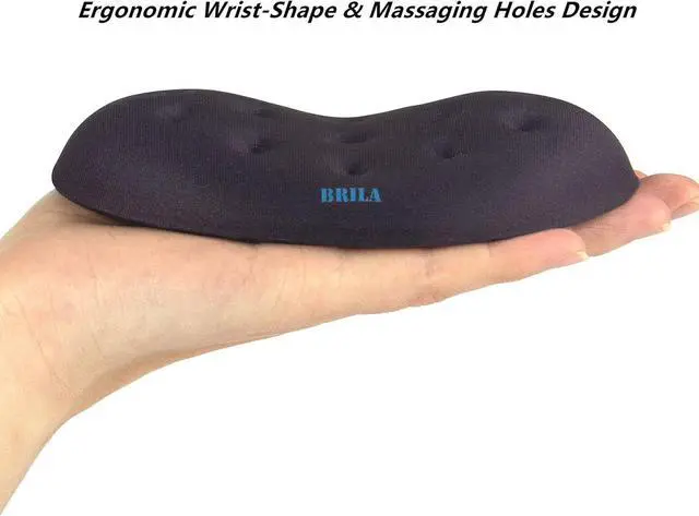 Alt view image 3 of 6 - Ergonomic Memory Foam Mouse Wrist Rest Support Pad Cushion for Computer, Laptop, Office Work, PC Gaming - Massage Holes Design - Wrist Pain Relief (Black Mouse Wrist Rest)
