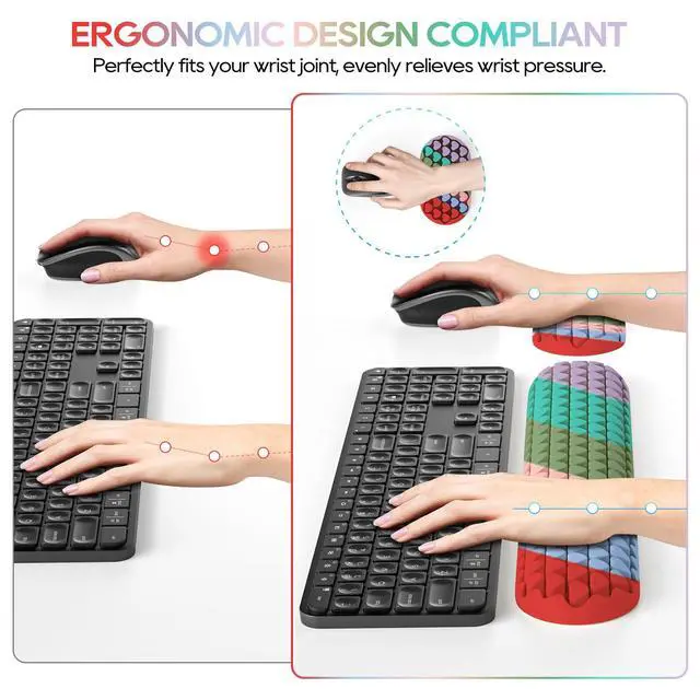 Alt view image 4 of 6 - Keyboard Wrist Rest, Wrist Rest for Computer Keyboard, Ergonomic Mouse Wrist Pad Made of Comfortable and Breathable Silicone, Computer Mouse for Desk Office Supplies