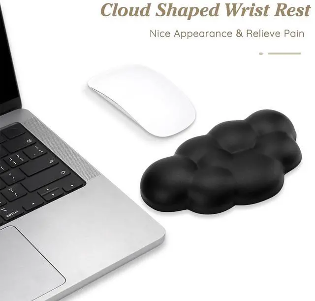 Alt view image 4 of 7 - Cloud Wrist Rest Cushion for Mouse Ergonomic Soft PU Leather Memory Foam Wrist Pain Relief Mouse Wrist Support Pad with Anti-Skid Base for Office School Home Laptop & Computer Mouse (Black)