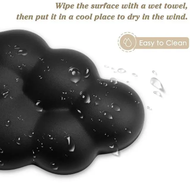 Alt view image 7 of 7 - Cloud Wrist Rest Cushion for Mouse Ergonomic Soft PU Leather Memory Foam Wrist Pain Relief Mouse Wrist Support Pad with Anti-Skid Base for Office School Home Laptop & Computer Mouse (Black)