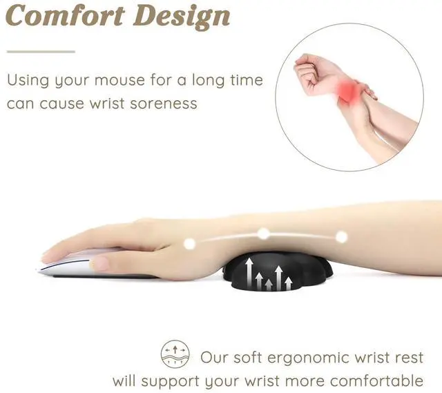 Alt view image 2 of 7 - Cloud Wrist Rest Cushion for Mouse Ergonomic Soft PU Leather Memory Foam Wrist Pain Relief Mouse Wrist Support Pad with Anti-Skid Base for Office School Home Laptop & Computer Mouse (Black)