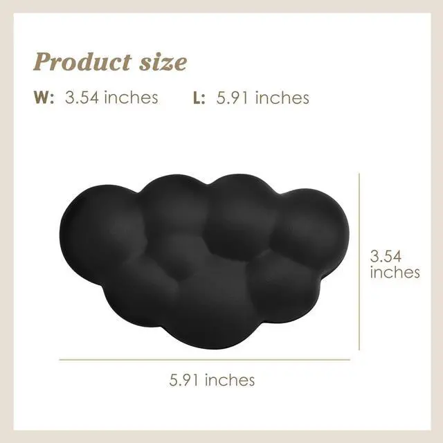 Alt view image 5 of 7 - Cloud Wrist Rest Cushion for Mouse Ergonomic Soft PU Leather Memory Foam Wrist Pain Relief Mouse Wrist Support Pad with Anti-Skid Base for Office School Home Laptop & Computer Mouse (Black)