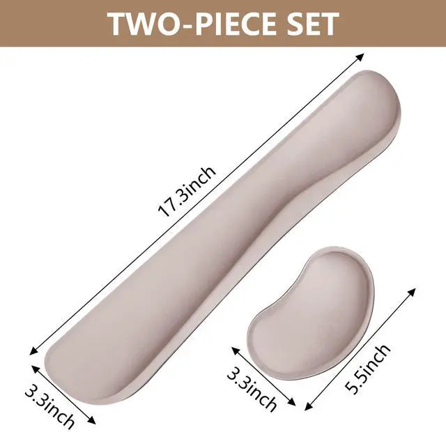 Alt view image 6 of 7 - Wrist Rest for Computer Keyboard and Mouse, Ergonomic Design Wrist Support Pad for Keyboard, Soft Memory Foam Desk Pads Support Hand and Arm Easy Typing Pain Relief, 2 Piece Pad, Cream Pink