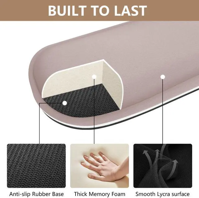 Alt view image 2 of 7 - Wrist Rest for Computer Keyboard and Mouse, Ergonomic Design Wrist Support Pad for Keyboard, Soft Memory Foam Desk Pads Support Hand and Arm Easy Typing Pain Relief, 2 Piece Pad, Cream Pink