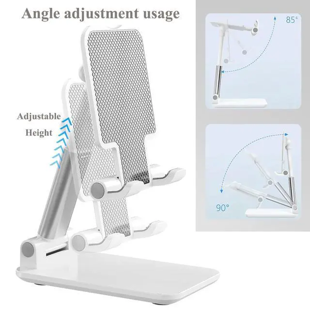 Alt view image 7 of 7 - 2 Pcs Cell Phone Stand, Adjustable Angle Height Phone Stand for Desk, Fully Foldable/Portable Phone Holder, Compatible with iPhone 17/16/15/14/13/12/Smartphones