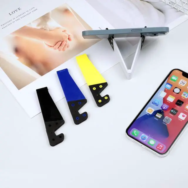 Alt view image 7 of 7 - Portable Mobile Phone Stand for Desk, Foldable Pocket Travel Holder, Universal V Smartphone Kickstand Mount Compatible with iPhone, iPads, Kindle, Android, Pack of 4