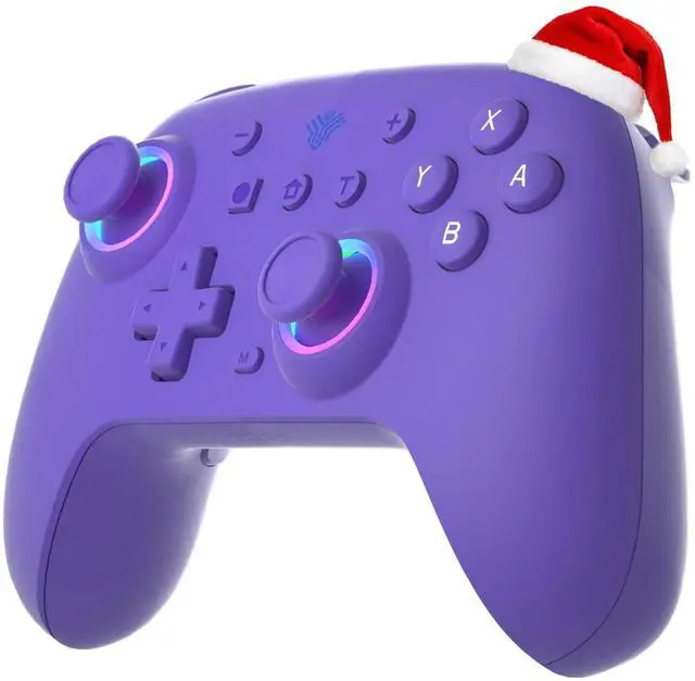 Main image of Switch Controller for Nintendo Switch,Switch Pro Controller for Switch/OLED/Lite/PC with 7 Colors LED Light/3-level TURBO Adjustable,4-Speed Dual Vibration ,Support Wake Up and Gyro Axis Motion Purple