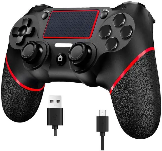 Main image of Wireless Controller for Ps4 Controller Compatible with PS4/Slim/Pro/Windows PC,with Touchpad/Vibration/Built-in Speaker&3.5mm Headphone Jack/Six-axis Motion Control/USB-C Charging Cable,Black Red
