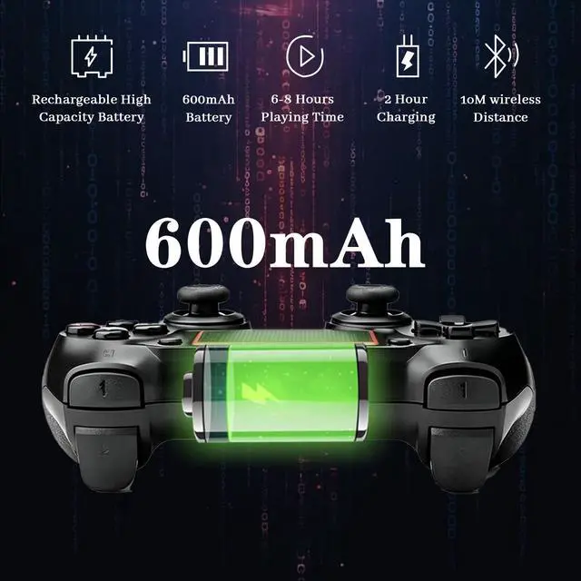 Alt view image 5 of 7 - Wireless Controller for Ps4 Controller Compatible with PS4/Slim/Pro/Windows PC,with Touchpad/Vibration/Built-in Speaker&3.5mm Headphone Jack/Six-axis Motion Control/USB-C Charging Cable,Black Red