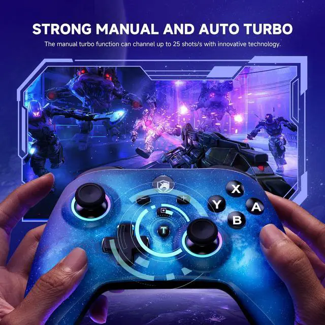 Alt view image 4 of 7 - Pro Controller for Switch/PC/iOS/Android, 1000mAh Wireless Gaming Controller With 9 Color RGB Light, Macro Buttons, 6 Axis Gyro, Dual Vibration, Turbo