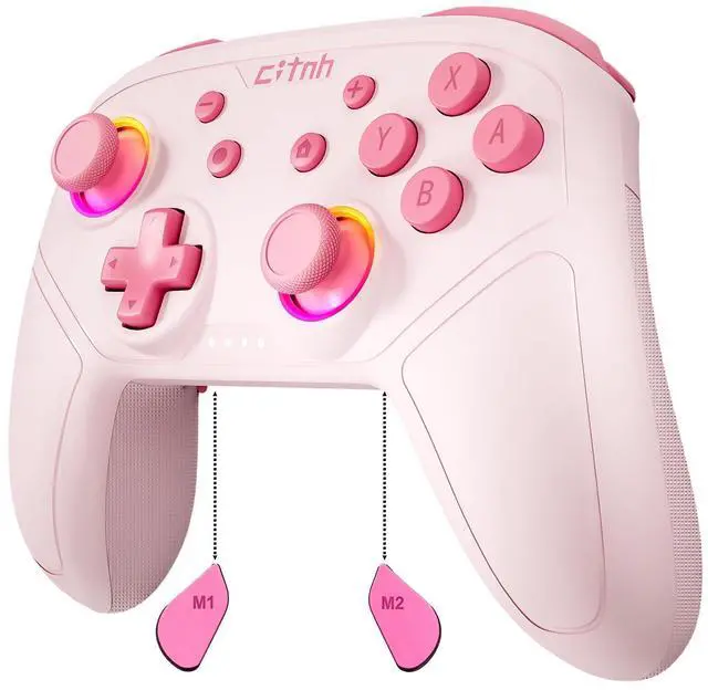 Main image of Wireless Controller For Switch,Compatible with switch 2/switch/lite/OLED/steam/PC, Hall Effect joysticks,6-Axis Gyro,Turbo,1000mAh Battery, Programmable Back Buttons(pink)
