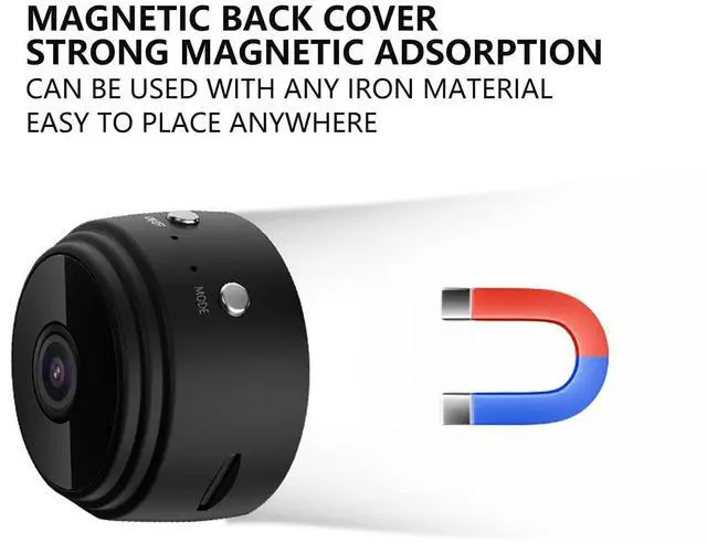 Alt view image 4 of 7 - Smart Security Camera for Home, Mini 1080P Smart Camera with Magnetic Back Cover, Small Baby Cameras Dog Pet Camera for Indoor Outdoor (Black) (Black)