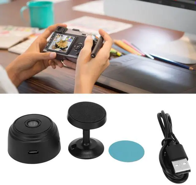 Alt view image 5 of 7 - Smart Security Camera for Home, Mini 1080P Smart Camera with Magnetic Back Cover, Small Baby Cameras Dog Pet Camera for Indoor Outdoor (Black) (Black)