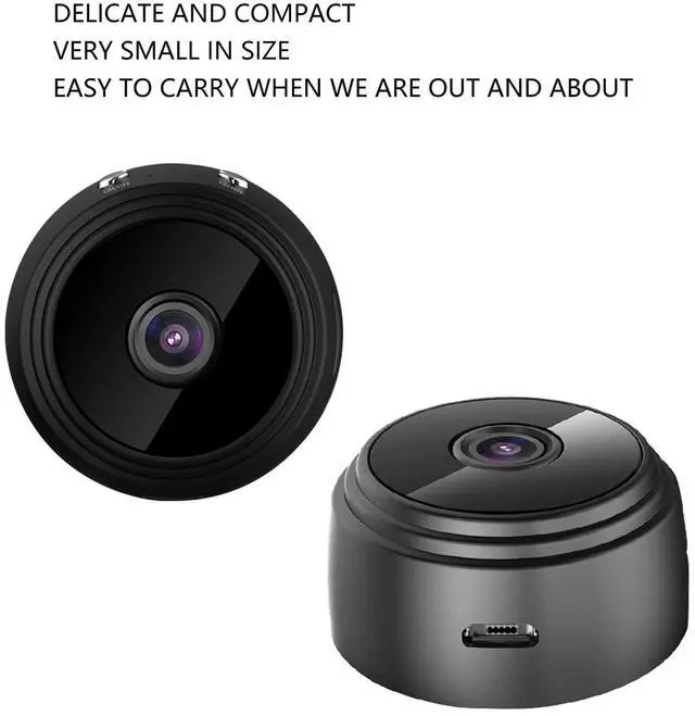 Alt view image 7 of 7 - Smart Security Camera for Home, Mini 1080P Smart Camera with Magnetic Back Cover, Small Baby Cameras Dog Pet Camera for Indoor Outdoor (Black) (Black)