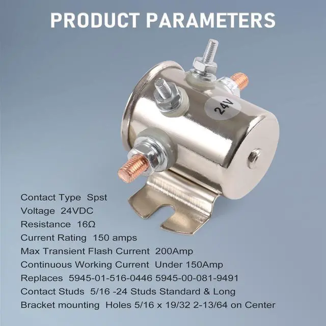 Alt view image 3 of 6 - 4 Terminal 24 Volt Continuous Duty Solenoid Relay Need Break 24063 Solenoid for Golf Carts,Winch, Marine Heavy Duty SPST 24VDC 24V Relay Nickel-Plating
