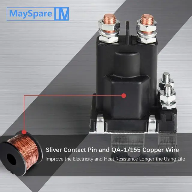 Alt view image 3 of 7 - 80-Amp 12V Continuous Duty Solenoid Battery Isolator and Starter Relay - White 4 Pin SPST