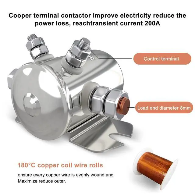 Alt view image 3 of 7 - Max 300A Continuous Duty Solenoid Relay Nickel-Plating for Golf Carts, Winch, Marine in Rush 12VDC