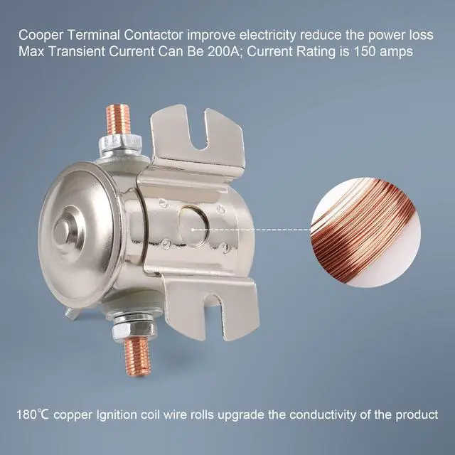 Alt view image 4 of 6 - 4 Terminal 24 Volt Continuous Duty Solenoid Relay Need Break 24063 Solenoid for Golf Carts,Winch, Marine Heavy Duty SPST 24VDC 24V Relay Nickel-Plating