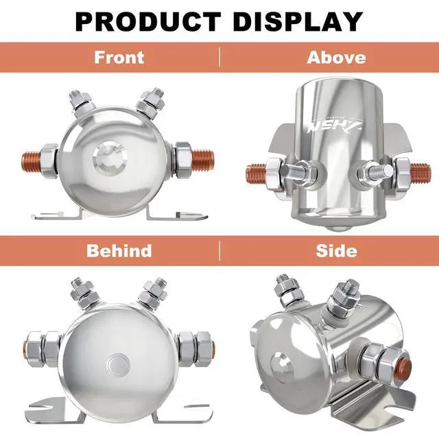 Alt view image 5 of 7 - Max 300A Continuous Duty Solenoid Relay Nickel-Plating for Golf Carts, Winch, Marine in Rush 12VDC