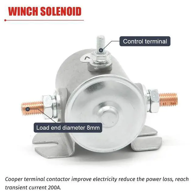 Alt view image 5 of 7 - Continuous Duty Solenoid Relay 3 Terminal for Winch, Marine, Golf Cart SPST 12VDC Max 200A Replaces # 1114240, 1114241, 1114538, 97240-X, 70091714, 974-1215-10-16,934-1215-010-16