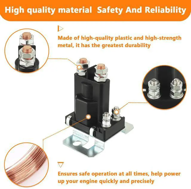 Alt view image 2 of 4 - 80-AMP Battery Isolator and 12V Continuous Duty Solenoid Relay, High Current Starter Relay 4 Pin SPST for Car, Boat, RV, and Motorcycle