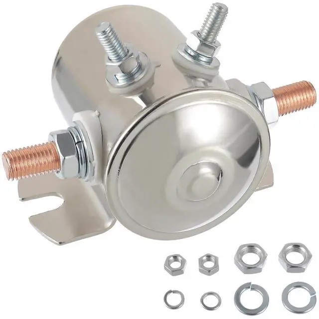 Main image of Max 300A Continuous Duty Solenoid Relay 4-Terminal Nickel-Plating 12VDC for Golf Carts, Winch, Marine SPST 12 Volt