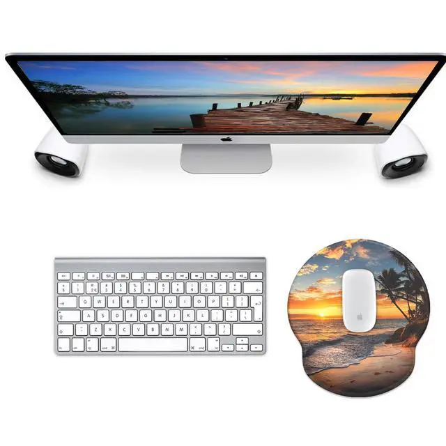 Alt view image 2 of 7 - Mouse Pad with Wrist Rest, Comfortable Computer Mousepad with Gel Wrist Support Smooth Surface and Non-Slip PU Base for Pain Relief, Laptop, Office & Home (Sunset)