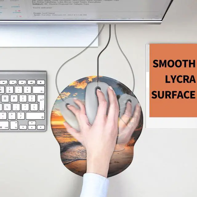 Alt view image 5 of 7 - Mouse Pad with Wrist Rest, Comfortable Computer Mousepad with Gel Wrist Support Smooth Surface and Non-Slip PU Base for Pain Relief, Laptop, Office & Home (Sunset)