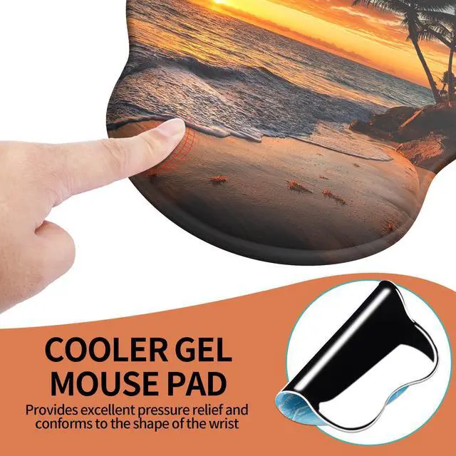 Alt view image 6 of 7 - Mouse Pad with Wrist Rest, Comfortable Computer Mousepad with Gel Wrist Support Smooth Surface and Non-Slip PU Base for Pain Relief, Laptop, Office & Home (Sunset)
