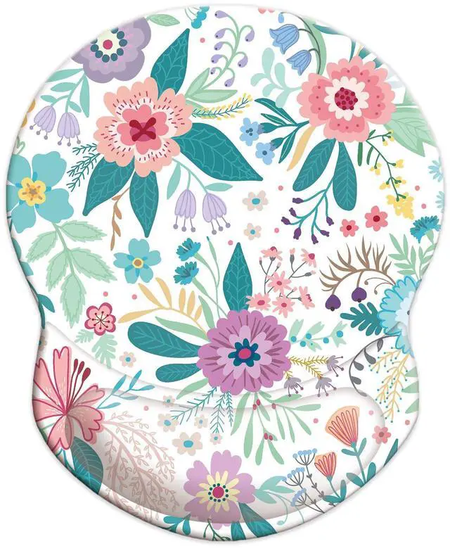 Main image of Ergonomic Mouse Pad with Wrist Support, Pain Relief Comfort Wrist Rest Pad with Non-Slip PU Base for Gaming, Home, Office & Travel (Pretty Flowers)