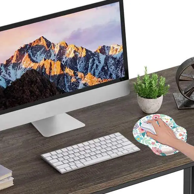 Alt view image 5 of 6 - Ergonomic Mouse Pad with Wrist Support, Pain Relief Comfort Wrist Rest Pad with Non-Slip PU Base for Gaming, Home, Office & Travel (Pretty Flowers)