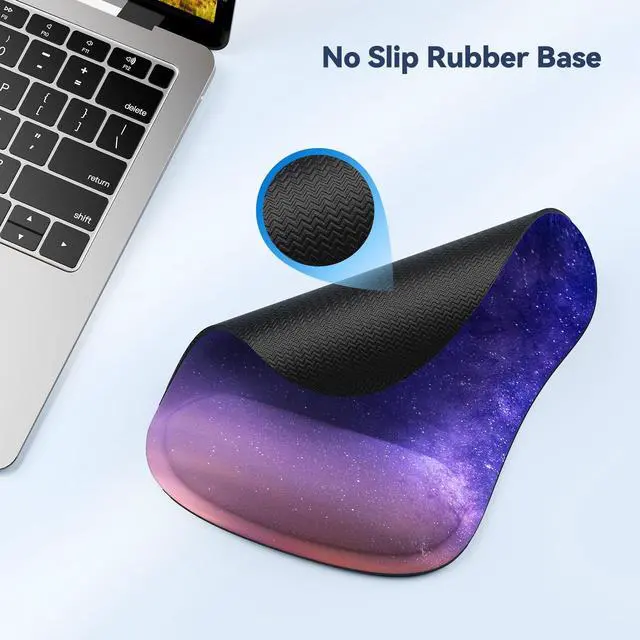 Alt view image 5 of 7 - 2 Pack Mouse Pad with Wrist Support, Ergonomic Gaming Mouse Pad Pain Relief, Portable Comfortable Mousepad for Computer, Laptop, Office, Home Non-Slip Base, Waterproof Surface - Purple Galaxy