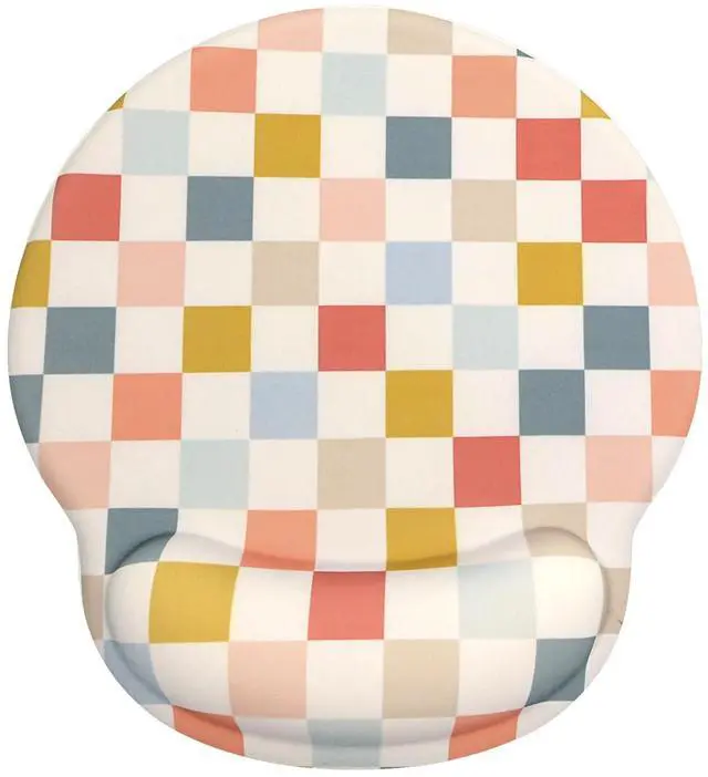 Main image of Retro Checkered Mouse Pad with Support Wrist Rest,Cute Funny Boho Ergonomic Mouse Pad with Non-Slip Base for Office Gaming Working Computers,Desk Accessories Pain Relief,Colorful