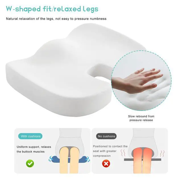 Alt view image 3 of 6 - Car Seat Cushion, Ergonomic Memory Foam Chair Cushion for Long Sitting Tailbone Pain & Sciatica Relief, Comfortable Seat Pads for Car Wheelchair Gaming & Office Chairs (Purple)