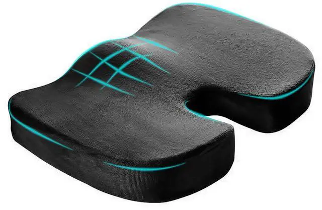 Main image of Car Seat Cushion, Memory Foam Cushion for Tailbone Pain & Sciatica Relief, Ergonomic Seat Cushion Comfortable Chair Relief Pillow for Car Office Wheelchair, car Accessories (Black)