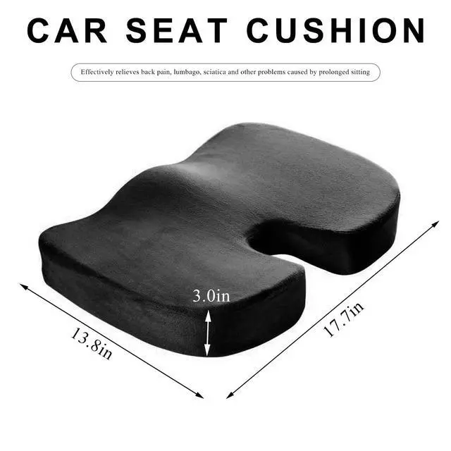 Alt view image 2 of 6 - Car Seat Cushion, Memory Foam Cushion for Tailbone Pain & Sciatica Relief, Ergonomic Seat Cushion Comfortable Chair Relief Pillow for Car Office Wheelchair, car Accessories (Black)