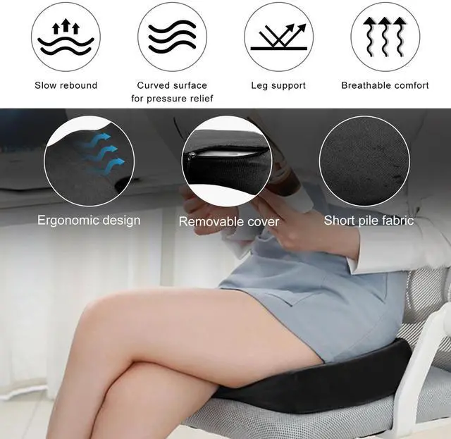 Alt view image 4 of 6 - Car Seat Cushion, Memory Foam Cushion for Tailbone Pain & Sciatica Relief, Ergonomic Seat Cushion Comfortable Chair Relief Pillow for Car Office Wheelchair, car Accessories (Black)