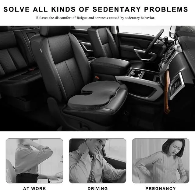 Alt view image 5 of 6 - Car Seat Cushion, Memory Foam Cushion for Tailbone Pain & Sciatica Relief, Ergonomic Seat Cushion Comfortable Chair Relief Pillow for Car Office Wheelchair, car Accessories (Black)