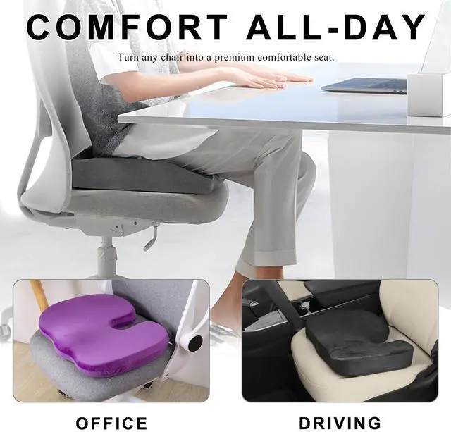 Alt view image 6 of 6 - Car Seat Cushion, Memory Foam Cushion for Tailbone Pain & Sciatica Relief, Ergonomic Seat Cushion Comfortable Chair Relief Pillow for Car Office Wheelchair, car Accessories (Black)