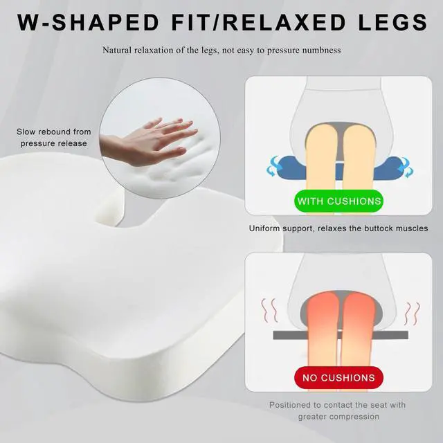 Alt view image 3 of 6 - Car Seat Cushion, Memory Foam Cushion for Tailbone Pain & Sciatica Relief, Ergonomic Seat Cushion Comfortable Chair Relief Pillow for Car Office Wheelchair, car Accessories (Black)