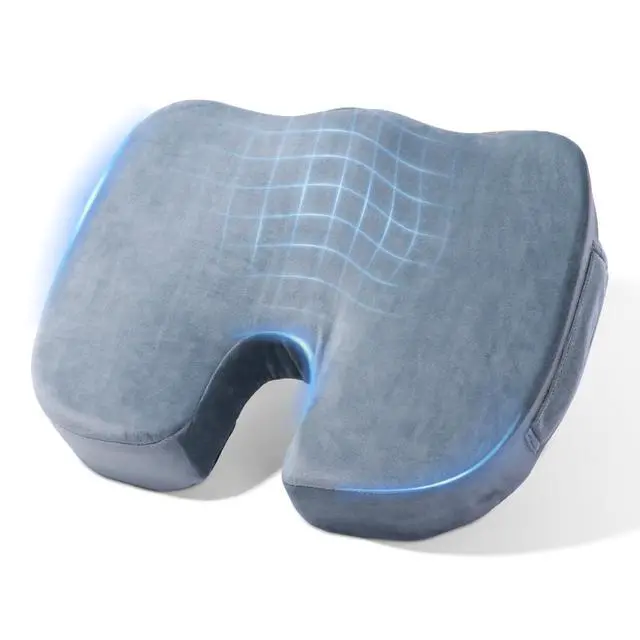 Main image of Car Seat Cushion, Memory Foam Cushion for Wheelchair, Cars, Desk, Gaming & Office Chairs, Ergonomic Pad for Tailbone Pain Relief Sciatica & Back Support, Non Slip, Grey