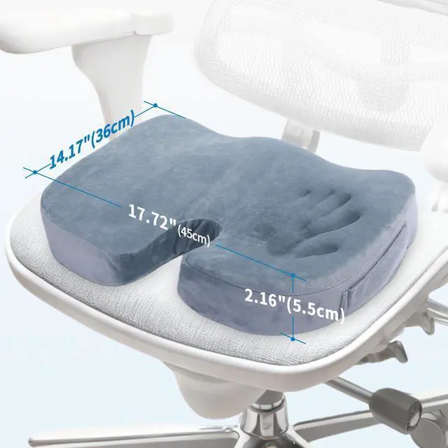 Alt view image 2 of 7 - Car Seat Cushion, Memory Foam Cushion for Wheelchair, Cars, Desk, Gaming & Office Chairs, Ergonomic Pad for Tailbone Pain Relief Sciatica & Back Support, Non Slip, Grey