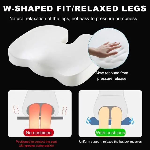 Alt view image 3 of 6 - Memory Foam Seat Chair Cushion, Comfortable Auto Cushions for Long Periods of Sitting, Pregnancy Car Seat Cushion for Back, Coccyx & Sacrum Pain Relief, Car Accessories (Black)