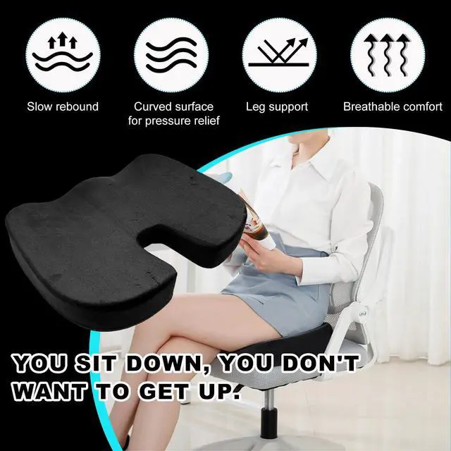 Alt view image 4 of 6 - Memory Foam Seat Chair Cushion, Comfortable Auto Cushions for Long Periods of Sitting, Pregnancy Car Seat Cushion for Back, Coccyx & Sacrum Pain Relief, Car Accessories (Black)